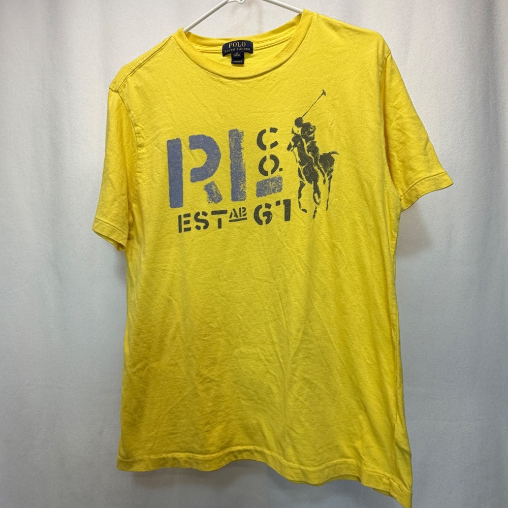 Polo Ralph Lauren T-Shirt Boys Kids XL Yellow Big Pony Graphic Short Sleeve Tee